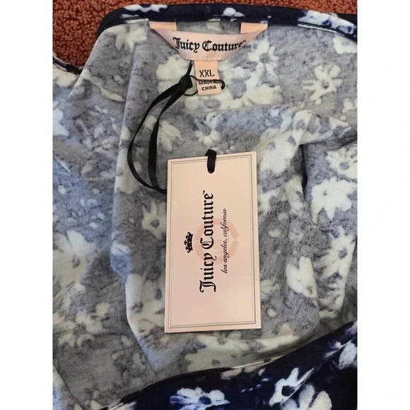 Juicy Couture  Size XXL Dress Blue White Floral Hi Low Maxi Flutter Sleeve NEW - Picture 6 of 10